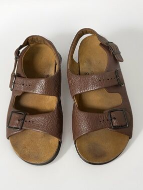 SAS Relaxed Amber Brown Leather Comfort Sandals Size 8.5 M